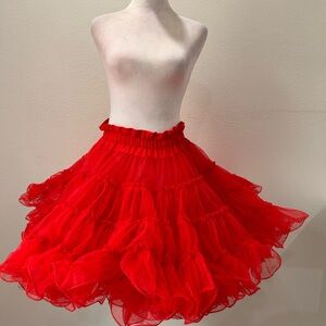 Vintage Partners Please by  Malco Modes Red Tiered Ruffled Tutu Skirt